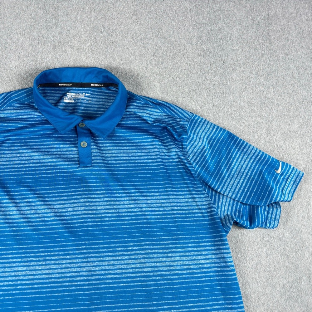 Nike Golf Tour Performance Dri Fit Polo Men's XXL Blue Striped Short Sleeve